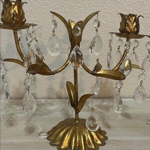 Elegant Gold Candelabra with Crystal Accents